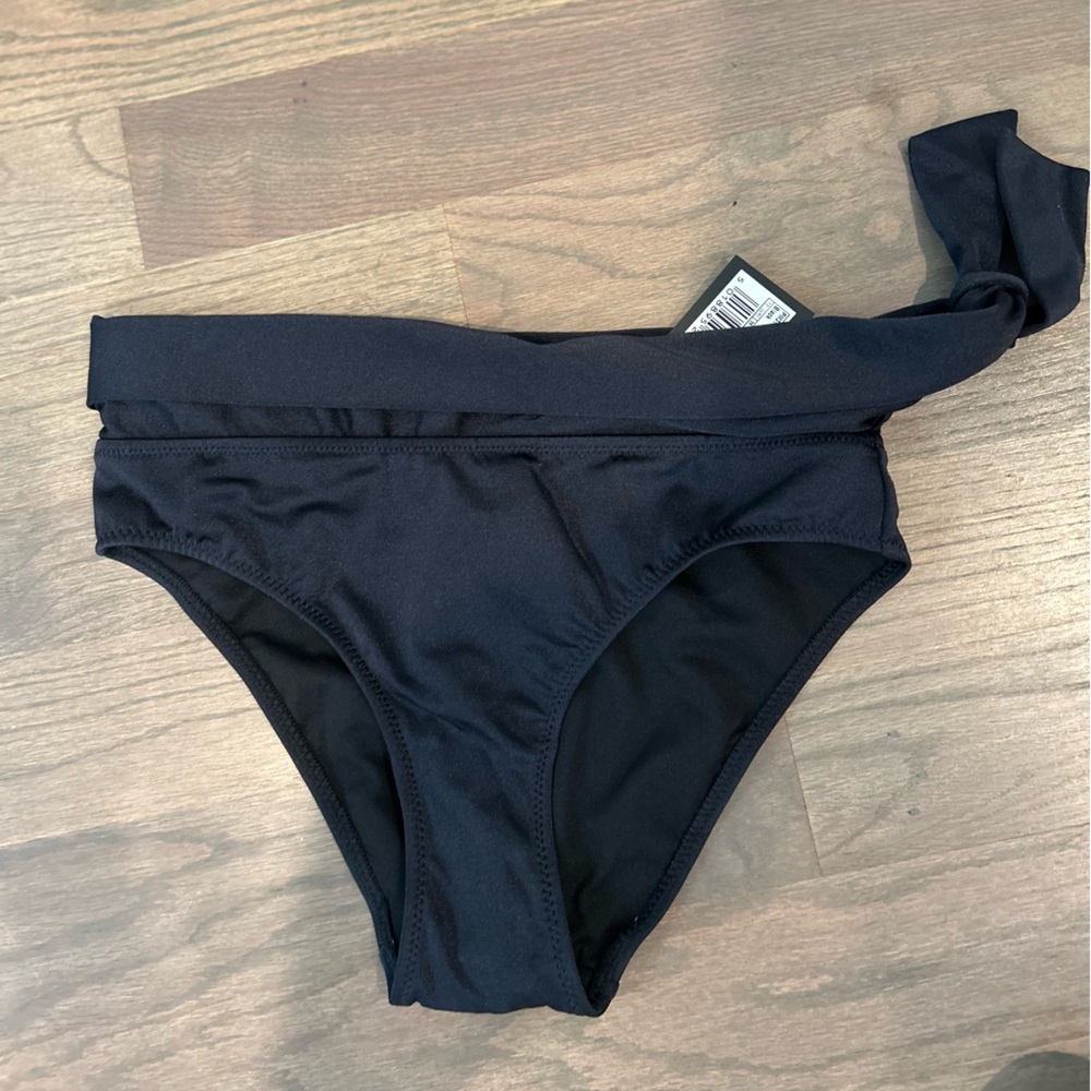 St Kitts Fold Over Pour Moi Black Bikini Bottom with Side Tie NWT